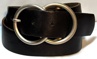 VTG Urban Outfitters Black Leather Belt Sz 32 1.5” Wide 