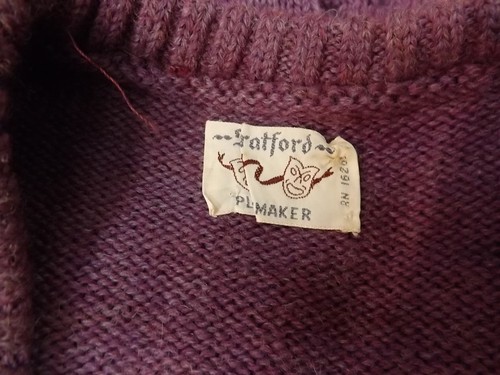 Vtg 1960s NEW NOS Purple 100% Wool V Neck Cable Knit Pullover Sweater Womens 36 - Picture 6 of 6
