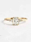 Art Deco 2Ct Radiant Cut Lab Created Diamond 14K Yellow Gold FN Engagement Ring