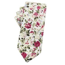 Men's Cotton Floral Neck Tie 2.56'' Printed Skinny Tie 03-light Wine Red Floral
