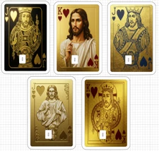 Jesus Gold Playing Card ATM Debit Credit Sticker Skin Christ God Christian King