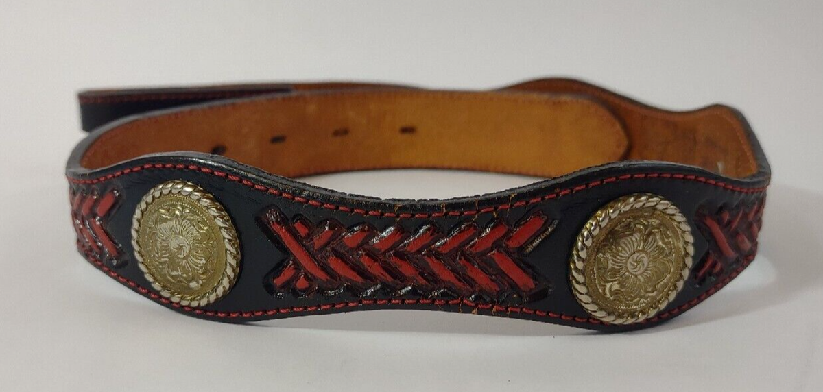 Rare find! Vintage Western Belt Vintage Western/Grunge Cowboy Silver Concho Black Studded  main image 3