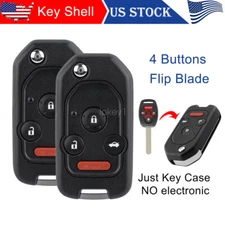 2 Modified Flip Key Shell Remote Case Fob 4 Button For Honda Accord Civic Pilot