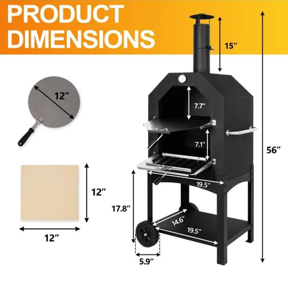 Деревянная печь для пиццы гриль с колесами водонепроницаемый чехол для улицы - Изображение 2 из 4
