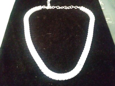 14K W GOLD CLAD LAB CREATED  CHOKER TENNIS BAG DIAMOND NECKLACE 16-18IN  + BONUS