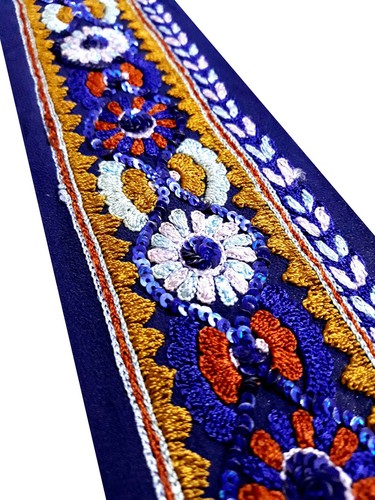 Vintage Saree Border India Decorative Trim Antique Embroidered Ribbon Silk Sari - Picture 5 of 8