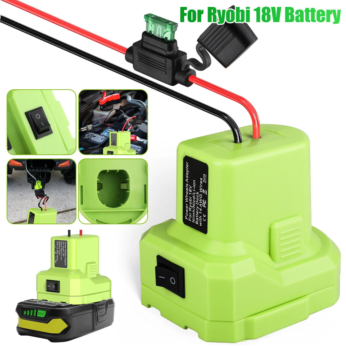 Battery Adapter DIY Power Wheels Converter For Ryobi 18V 14 Gauge