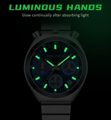 BNIB MINI FOCUS MF0491L QUARTZ TSUNO-BULLHEAD SPLIT CHRONOGRAPH