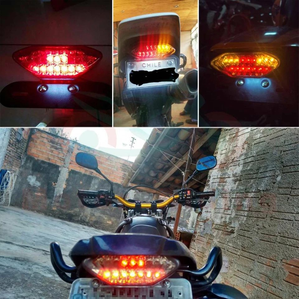 Luz trasera integrada para moto 16 LED señales de giro freno 12V matrícula ATV Foto 4 de 4