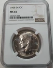 1968-D Silver Kennedy Half-Dollar 50C Graded NGC MS65 #6262525-020