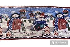 Snowman Table Runner Tapestry 70 x 12 Warm Welcome Winter Holiday Birdhouse