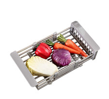 Adjustable Drain Filter Basket Stainless Steel Sink Drying Kitchen Dishware