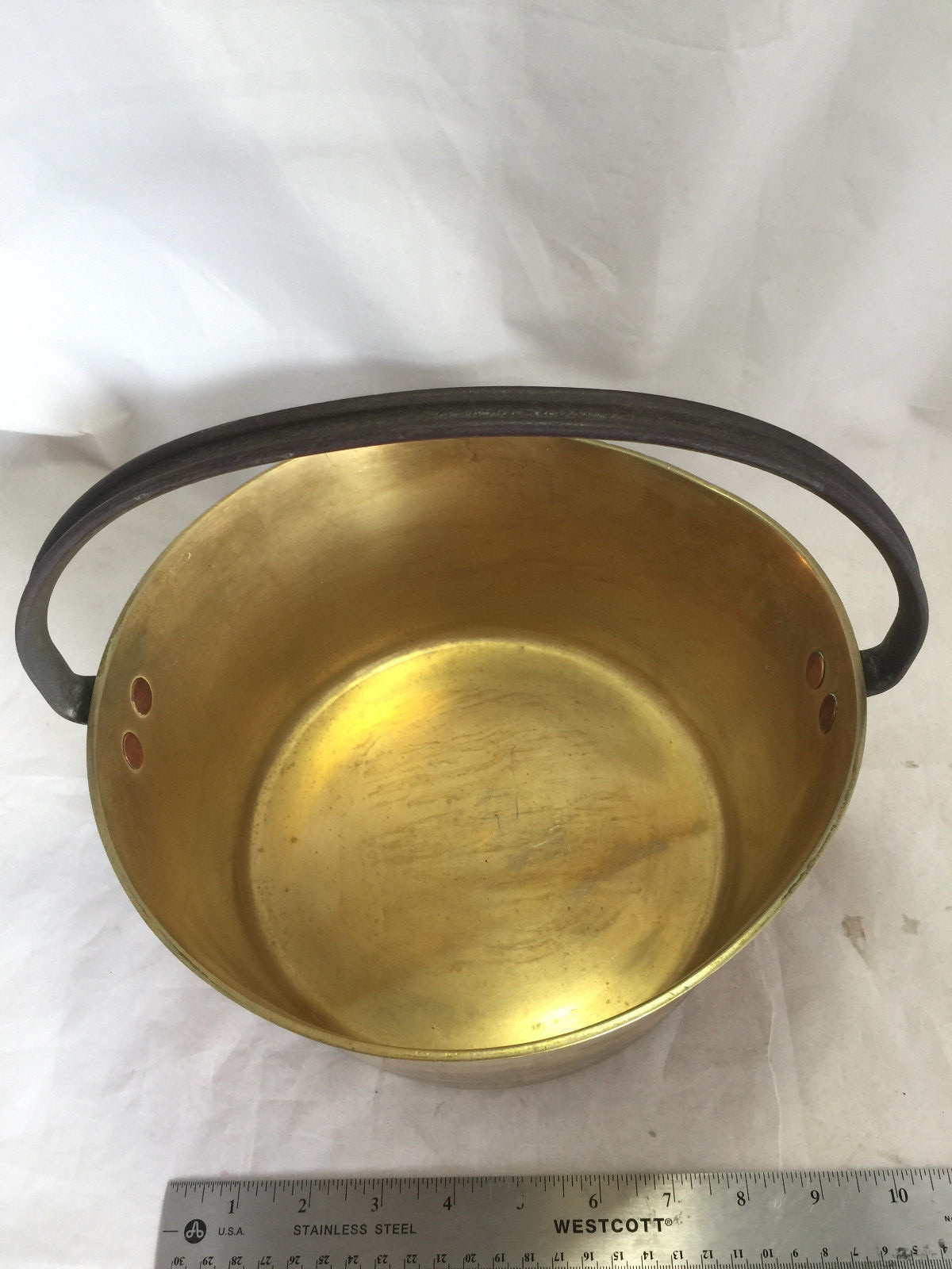 Vintage Solid Copper Kettle with Nickel Lining and Solid Brass soldered