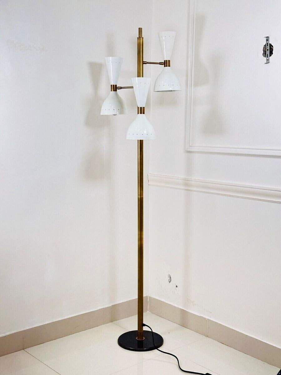Brass Floor Lamp Stilnovo 3arms B&W フロアランプ Brass Floor Lamp Stilnovo 3arms B&W フロアランプ