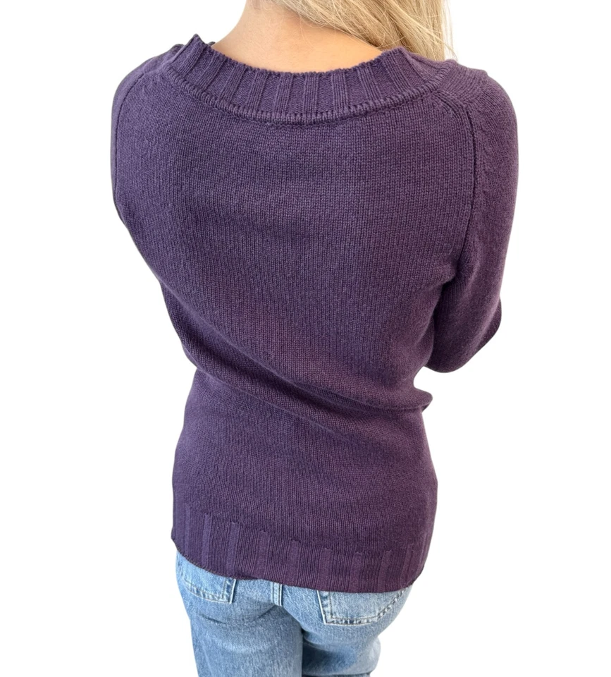 Suéter Top CHANEL Vintage P44576 Logo CC #34 Pullover Púrpura Cachemira Foto 4 de 4