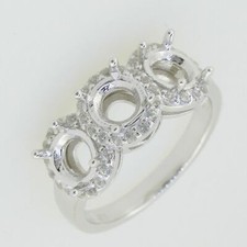 Sterling Silver Semi Mount Ring Setting Round RD 6x6mm 3 Stone Topaz