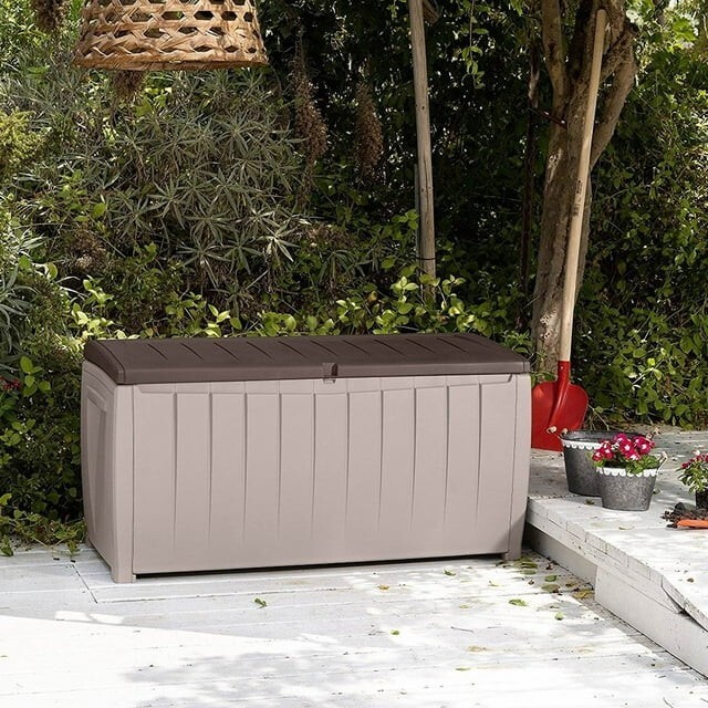 Keter Novel 90 Gal Durable Weatherproof Resin Deck Box Organization and Storage eBay