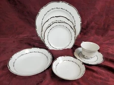 Seyei China Marquis 4689 7 Piece Place Setting 3 Plates, 2 Bowls, Cup and Saucer