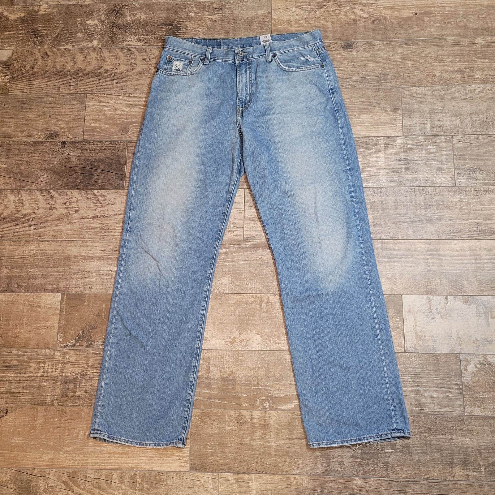 Mens Lucky Brand Jeans Size 36 Dungarees Blue Solid Denim Straight