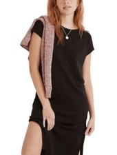 Madewell Women's Ribbed Shoulder Tee Midi Dress in Black XS
