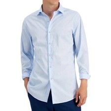 Bar III Dress Shirt Men's Slim-Fit Performance Cotton Light Blue Long Sleeve
