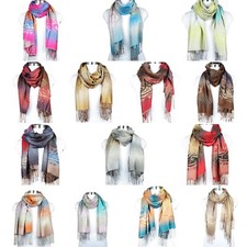 Shawl Scarf Wrap Winter Warm Long Women Soft Pashmina Scarves Floral Blend Wool