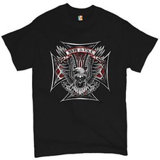 Made in the USA Biker Cross T-shirt American Eagle Motorcycle Men's Tee