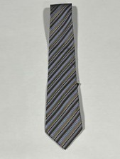 Mens Giorgio Cosani Beige Blue Stripe Pattern Tie Pure Silk Hand Made NEW