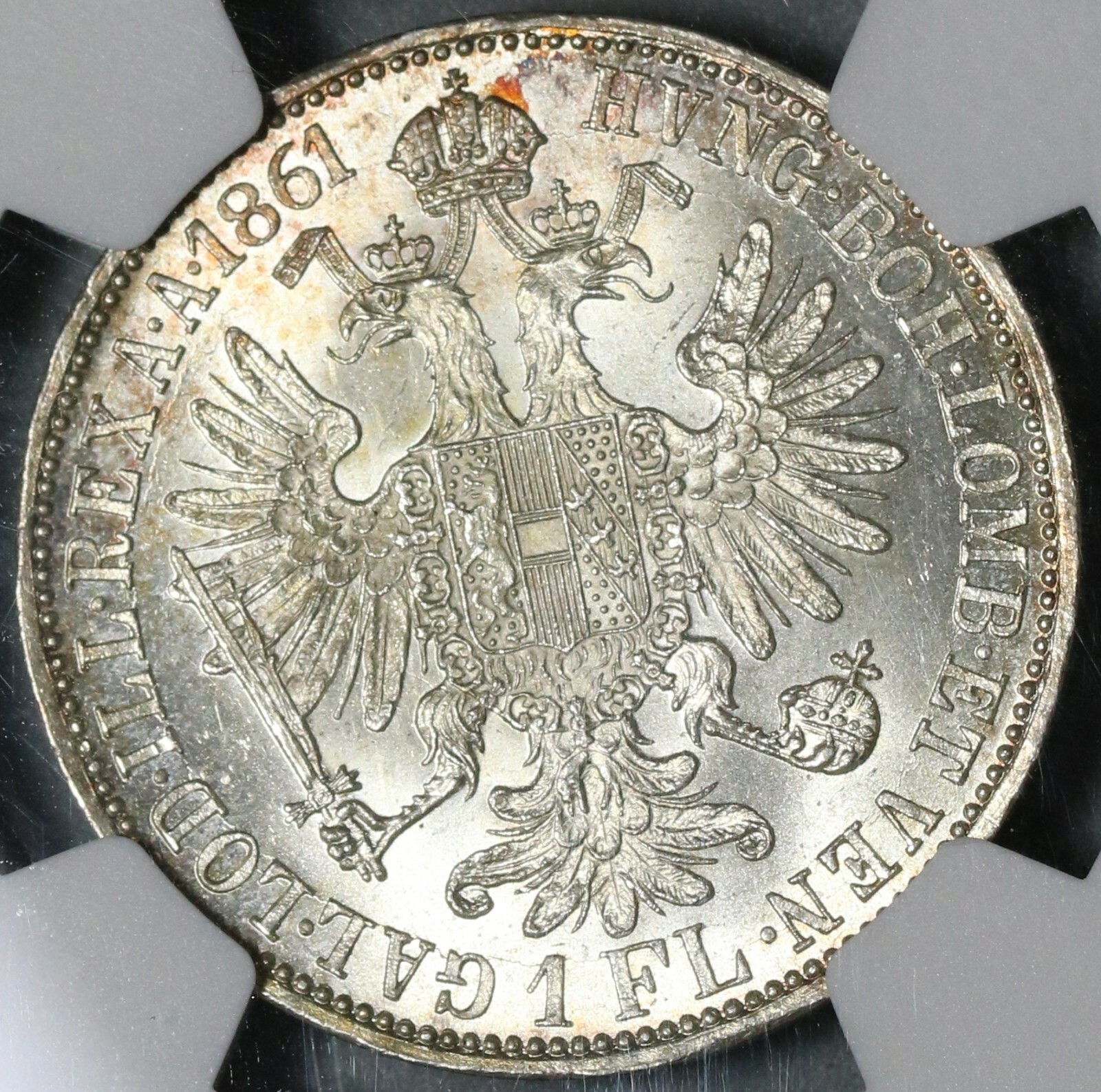 1861-A NGC MS 64+ Austria 1 Florin Silver Franz Joseph Vienna Coin (21030803C)