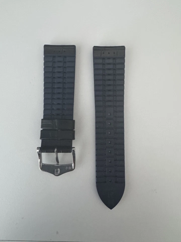 Correa de cuero/goma genuina Hirsch AZUL ANDY/NEGRO 24mm Foto 2 de 2