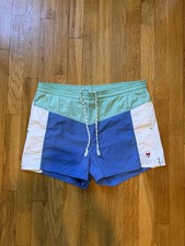 Vintage Jantzen Men s Swim Shorts Green, Blue, White Retro Made In USA Size 32