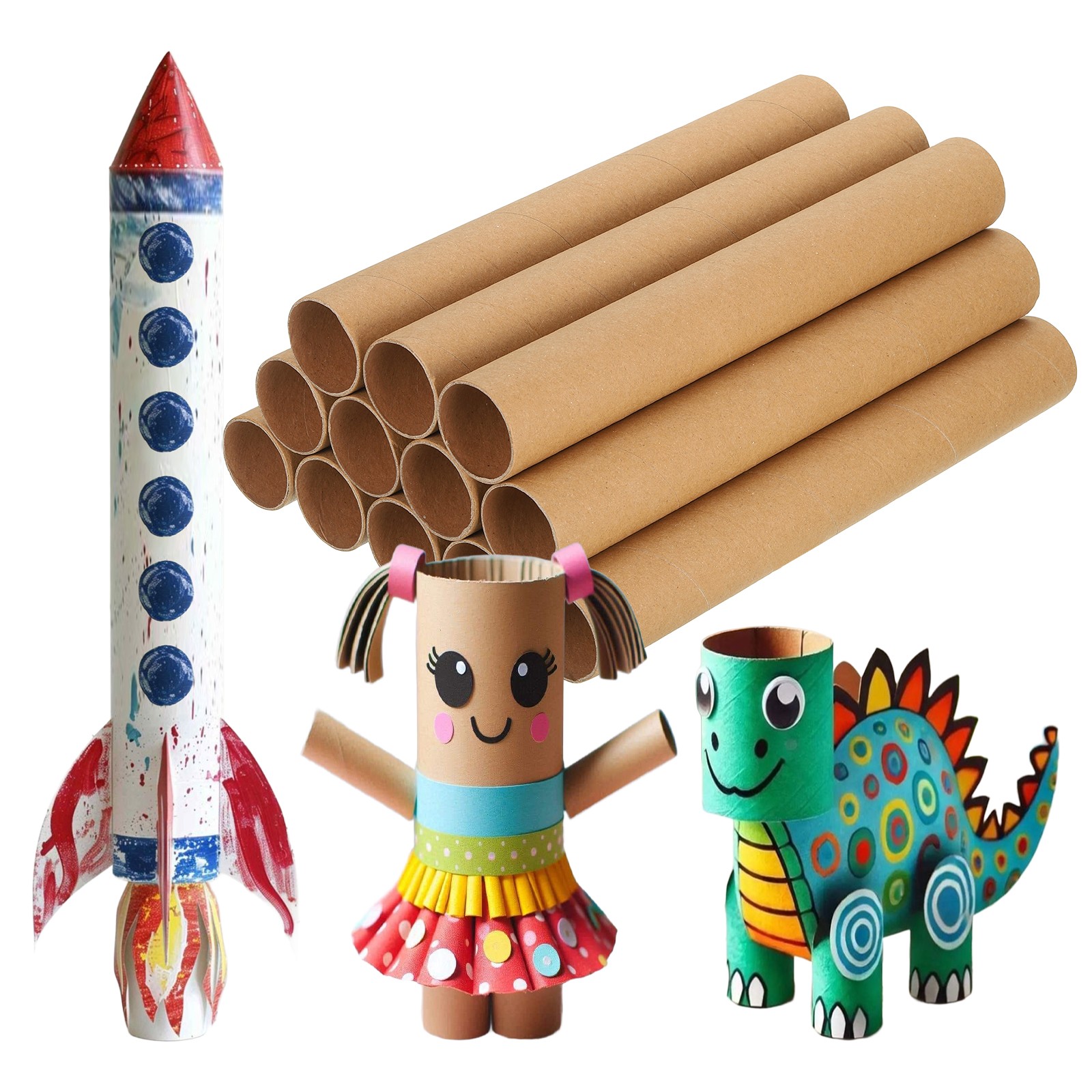 Cardboard Tubes Toilet Paper Rollers Bulk, Brown, 1.57 x 11.8, 12 Pcs