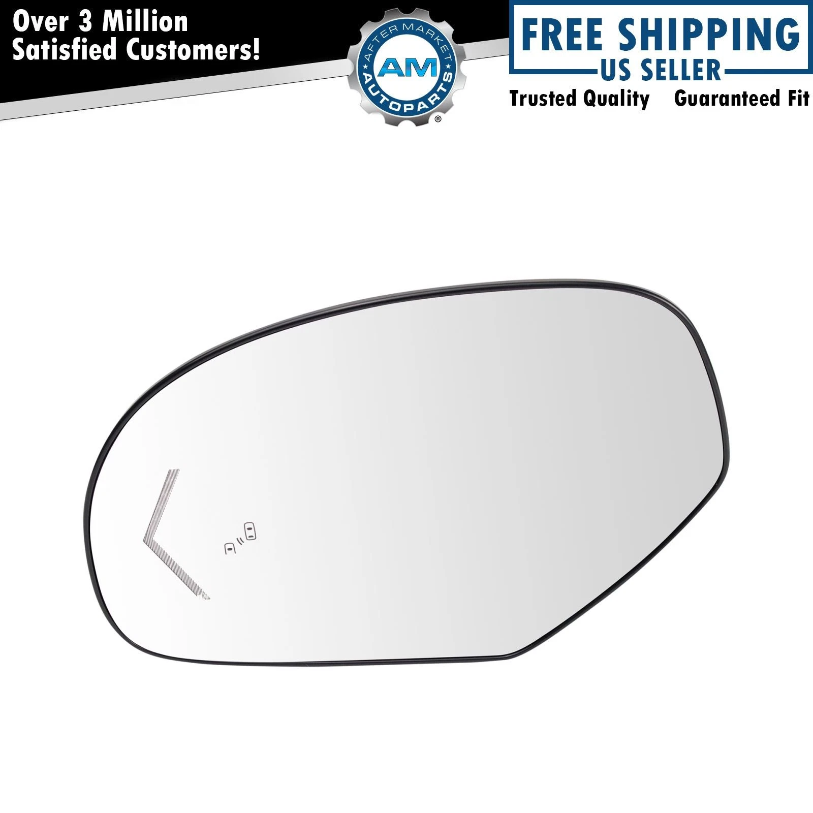 TRQ Mirror Glass Heated Arrow Signal Blind Spot Detection Driver Side LH for GM