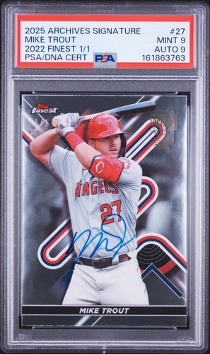 2025 TOPPS ARCHIVES SIGNATURE SERIES 2022 FINEST 1/1 MIKE TROUT 1/1 PSA 9 AUTO 9