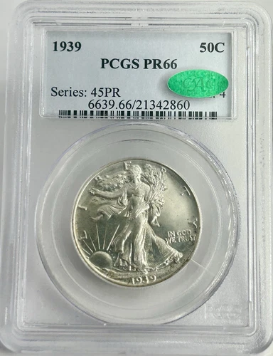 1939 PCGS & CAC PR66 Walking Liberty Half Dollar Great Eye Appeal