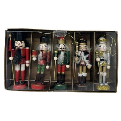 Pier 1 Nutcracker Set of 5 Wooden Christmas Ornaments 2018 Collection 4½''