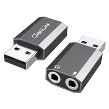 USB to 3.5mm Audio Adapter 2-Pack , External Stereo Sound Card with Dual TRS