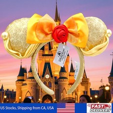Disney-Park Beauty and the Beast Belle Minnie Mouse Ears Bow Mickey Headband