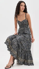 ULLA JOHNSON Ophelia Sleeveless A-Line Midi Dress in Midnight Floral size 4