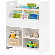 Kids Bookshelf 2-in-1 Children Sling Bookcase with Shelves and 3 Different Size
