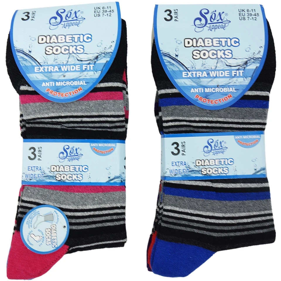 SOX APPEAL mens socks 6 pairs diabetic non elastic gentle grip soft top cotton blend 6/11