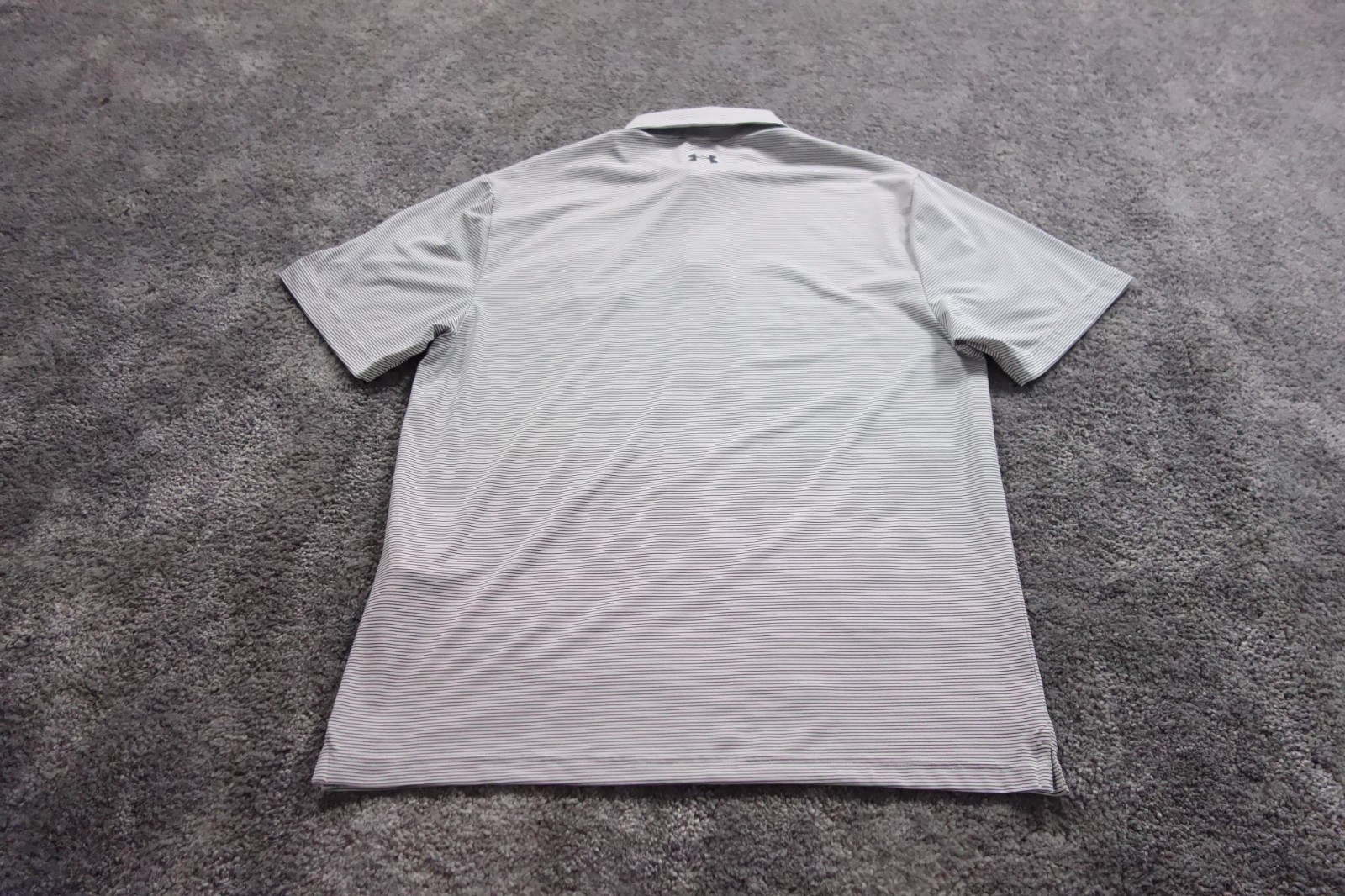 Under Armour Polo Shirt Mens Medium White Striped Loose Whistling Straits Golf thumbnail 5