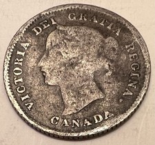 1874  Canada 5 Cents Silver Coin - Combined Shipping - Lot C94p