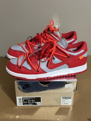 Nike Dunk Low Off-White University Red Size 9 CT0856-600 With Box And Zip Tie 