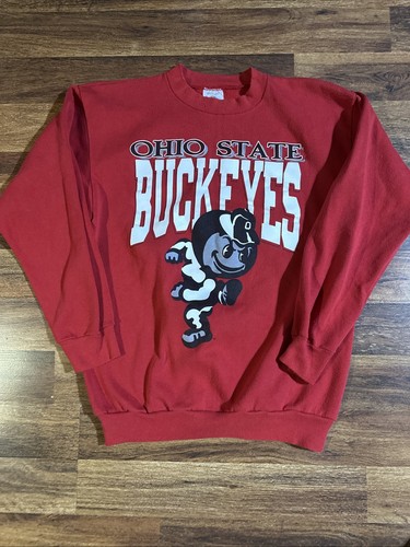 Felpa vintage PM Sports Ohio State University Buckeyes Brutus taglia XL rossa - Foto 1 di 8