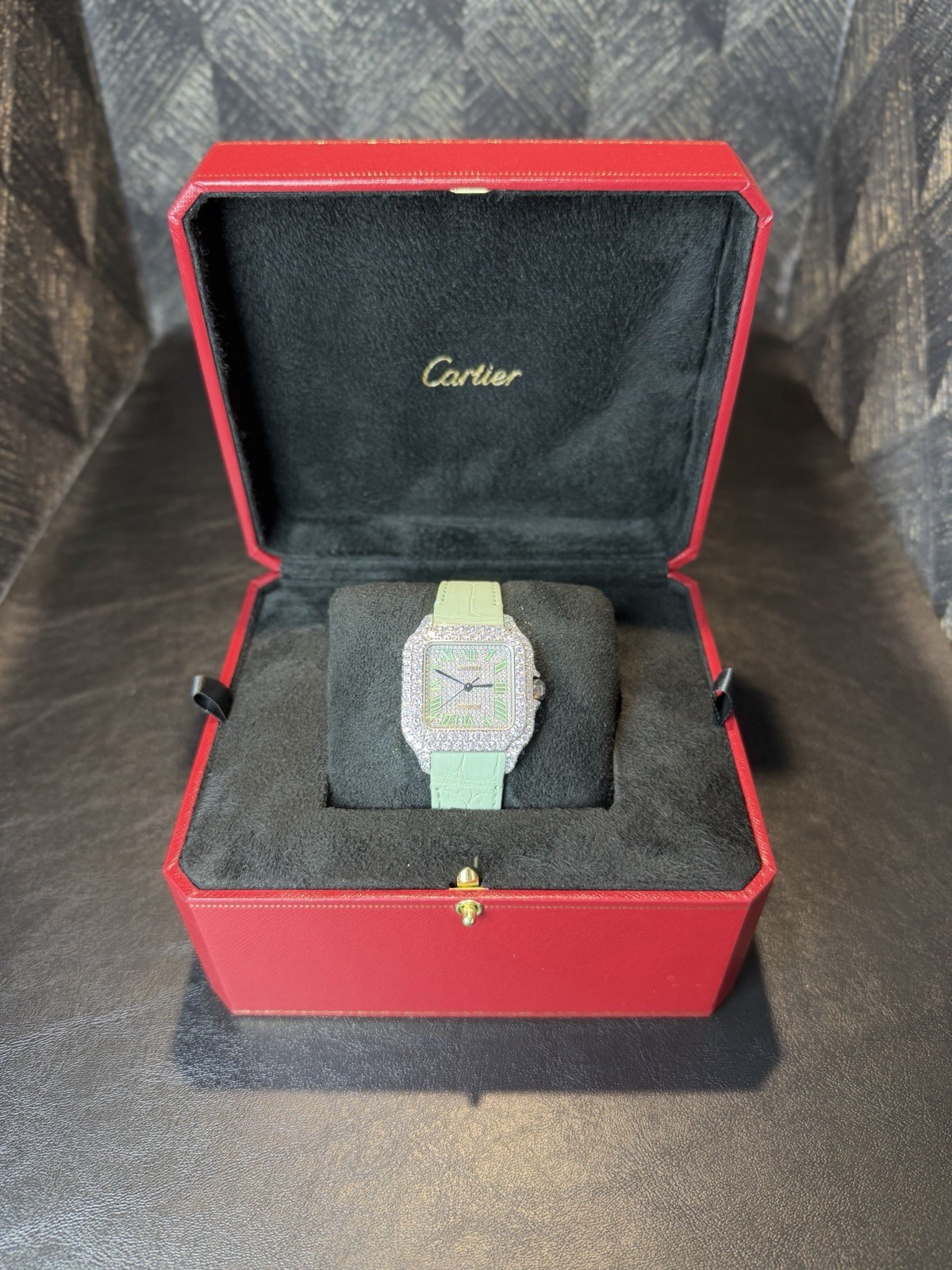 Santos De Cartier Medium Matcha VVS