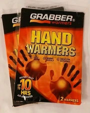 2 Pkgs - Grabber Hand Warmers - 10 Hours - 2 Per Pkg, Total of 4 Warmers