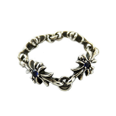 アクセサリー Chrome Hearts TINY E CH PLUS RING Chrome Hearts Tiny E CH Plus Ring with Blue Sapphire Ring