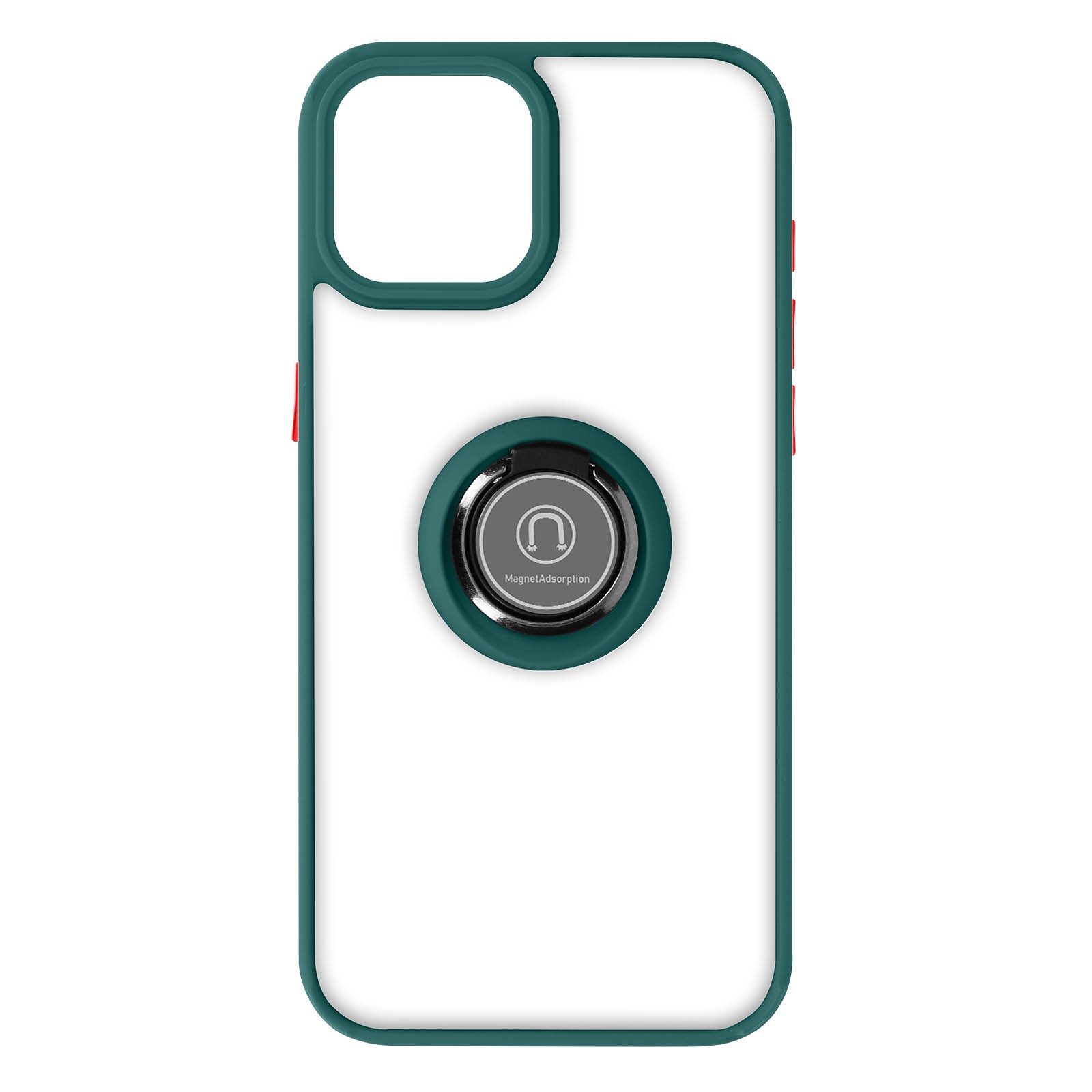 Coque iPhone 15 Plus vert foncé hybride avec bague de support antichoc