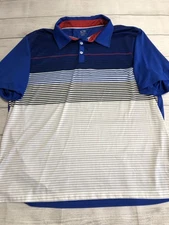 C9 by Champion Polo Shirt Mens 2XL Blue White Stripe Golf Performance Polyester